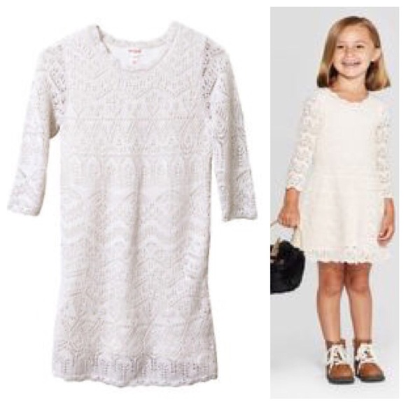 RARE Cat & Jack Cream Crochet Lace Dress - Picture 13 of 14